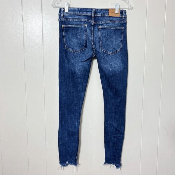 Zara Trafaluc Denimwear Womens Blue Denim Ripped Ankle Zip Jeans Size 4 - Picture 2 of 9